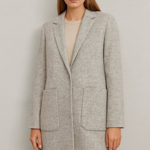 COS Wool/Silk Heathered Grey Blazer Jacket Sz 2 - Picture 1 of 8